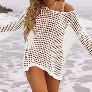 White Crochet Beach Coverup